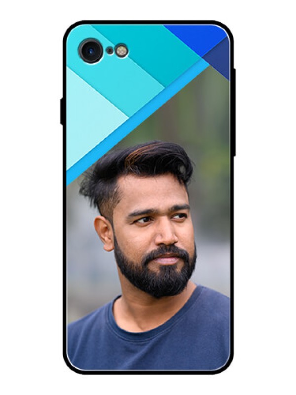 Custom Apple iPhone 7 Custom Glass Phone Case  - Blue Pattern Design