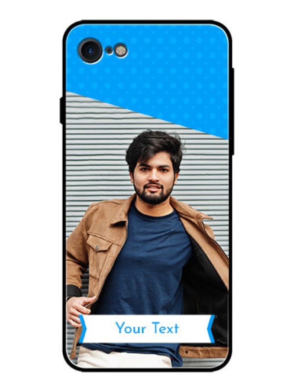 Custom Apple iPhone 7 Photo Printing on Glass Case  - Simple Blue Color Design