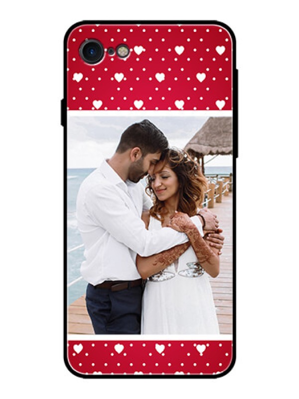 Custom Apple iPhone 7 Photo Printing on Glass Case  - Hearts Mobile Case Design