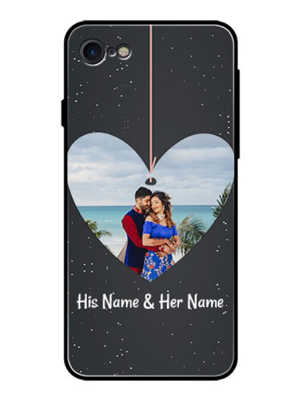 Custom Apple iPhone 7 Custom Glass Phone Case  - Hanging Heart Design