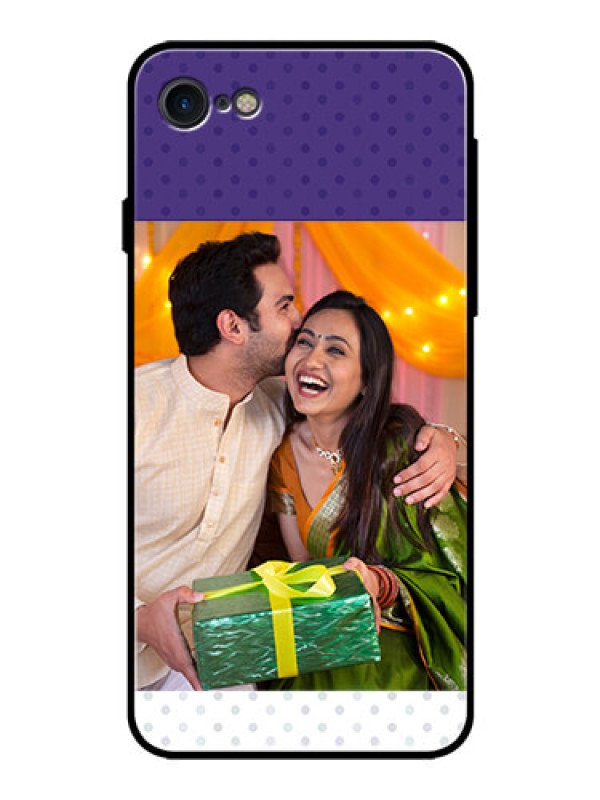Custom Apple iPhone 7 Personalized Glass Phone Case  - Violet Pattern Design
