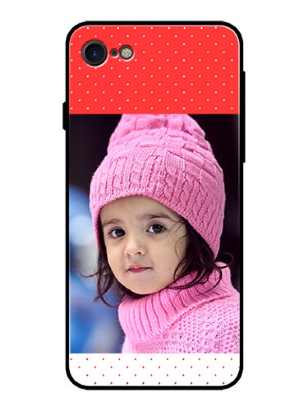 Custom Apple iPhone 7 Photo Printing on Glass Case  - Red Pattern Design