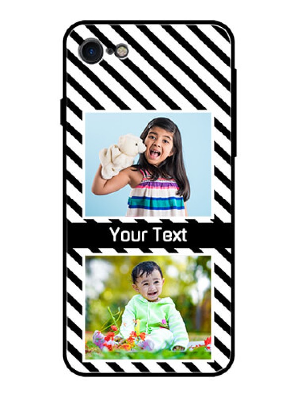 Custom Apple iPhone 7 Photo Printing on Glass Case  - Black And White Stripes Design