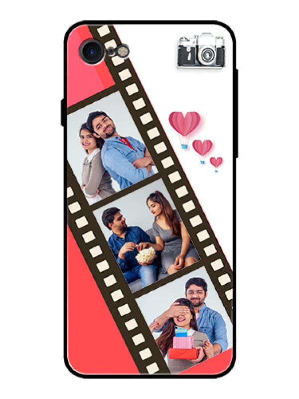 Custom Apple iPhone 7 Personalized Glass Phone Case  - 3 Image Holder with Film Reel