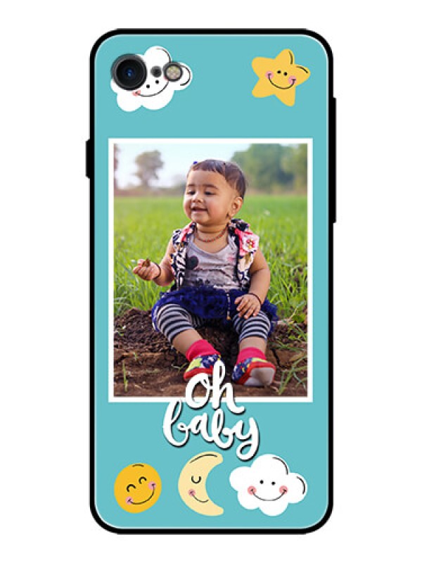 Custom Apple iPhone 7 Personalized Glass Phone Case  - Smiley Kids Stars Design