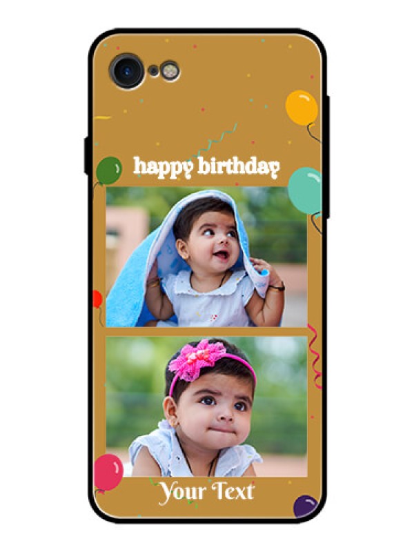 Custom Apple iPhone 7 Personalized Glass Phone Case  - Image Holder with Birthday Celebrations Design