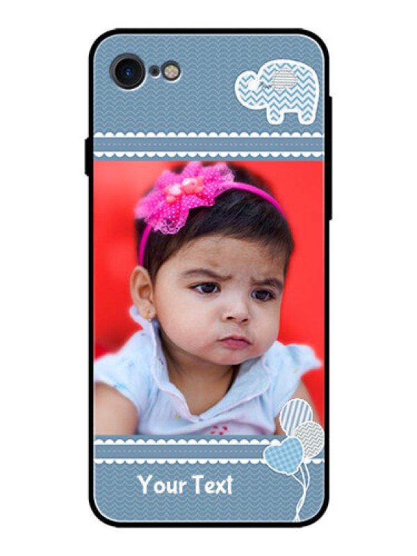Custom Apple iPhone 7 Photo Printing on Glass Case  - with Kids Pattern Design