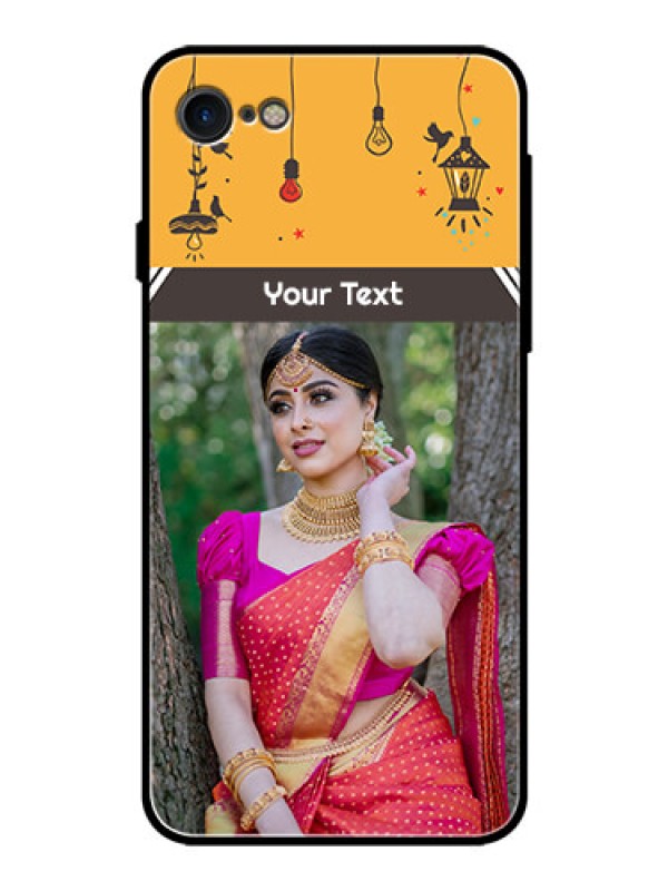 Custom Apple iPhone 7 Custom Glass Mobile Case  - with Family Picture and Icons 