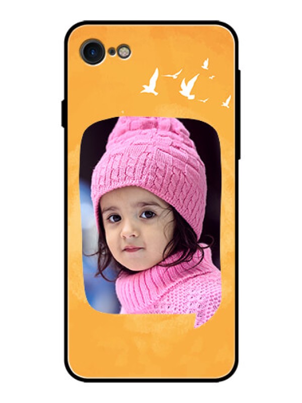 Custom Apple iPhone 7 Personalized Glass Phone Case  - Water Color Design with Bird Icons