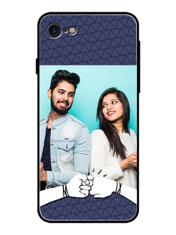 Custom Apple iPhone 7 Photo Printing on Glass Case  - with Best Friends Design  