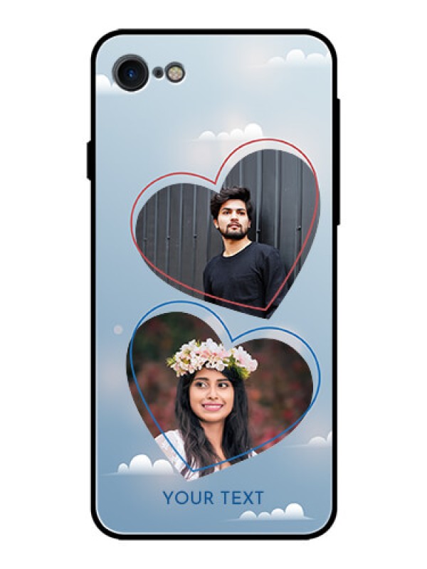 Custom Apple iPhone 7 Custom Glass Mobile Case  - Blue Color Couple Design 