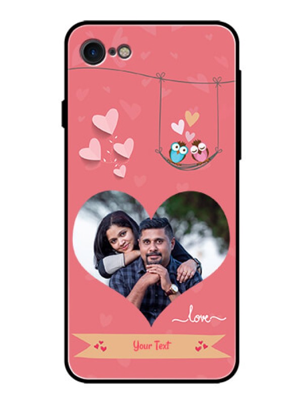 Custom Apple iPhone 7 Personalized Glass Phone Case  - Peach Color Love Design 