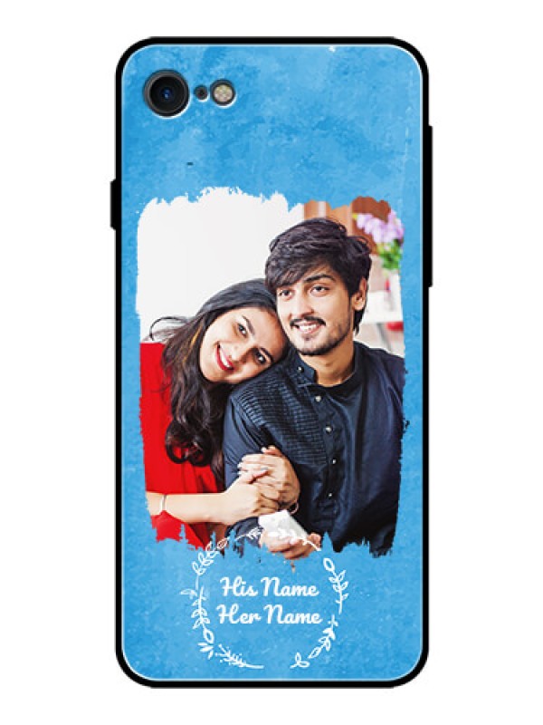 Custom iPhone 7 Custom Glass Phone Case - Blue Color Vintage Design