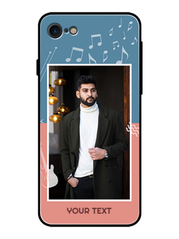 Custom Apple iPhone 7 Photo Printing on Glass Case  - with Color Musical Note Design