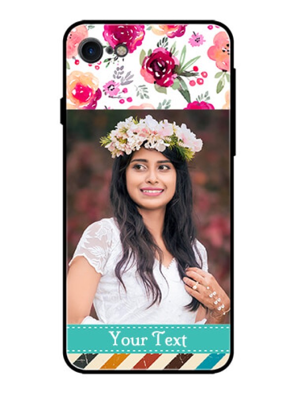 Custom Apple iPhone 7 Custom Glass Phone Case  - Watercolor Floral Design