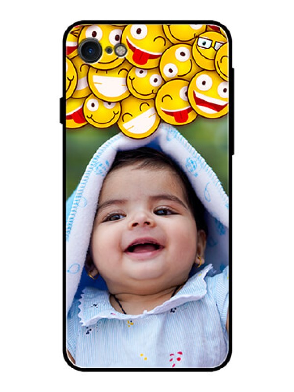Custom Apple iPhone 7 Custom Glass Mobile Case  - with Smiley Emoji Design