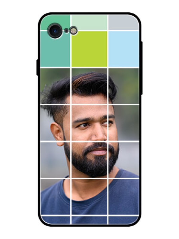 Custom Apple iPhone 7 Photo Printing on Glass Case  - with white box pattern 