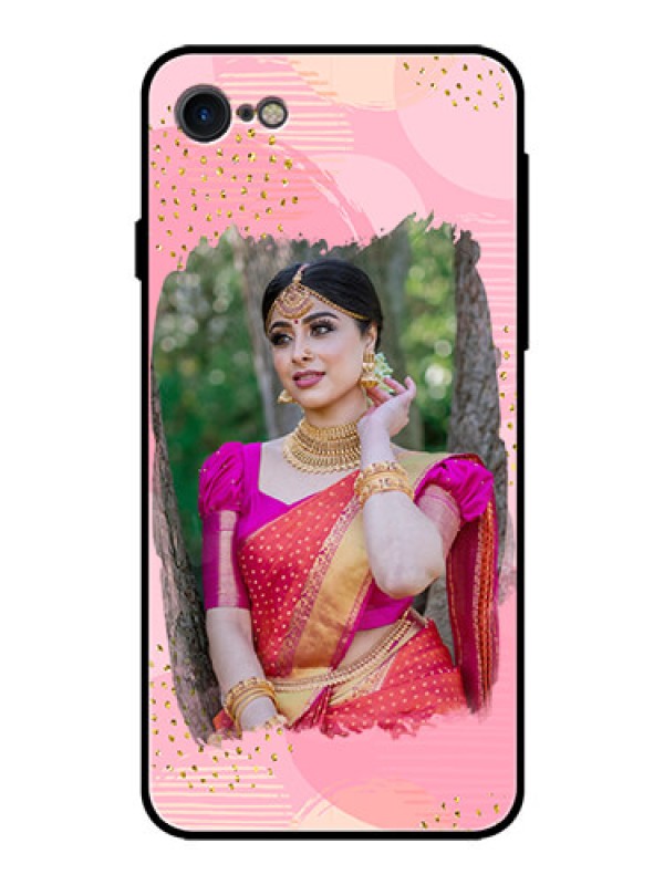 Custom Apple iPhone 7 Personalized Glass Phone Case  - Gold Glitter Splash Design