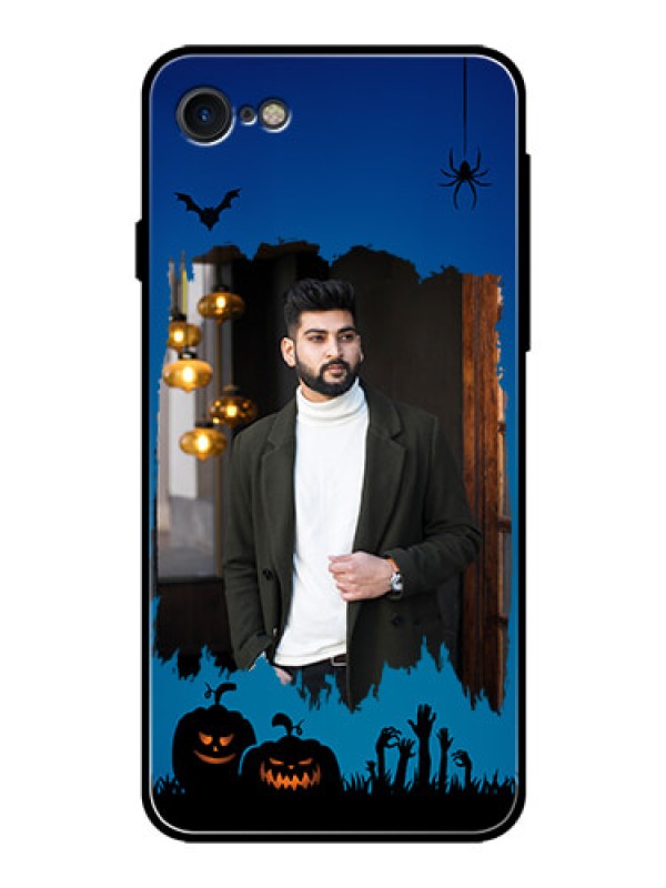 Custom Apple iPhone 7 Photo Printing on Glass Case  - with pro Halloween design 
