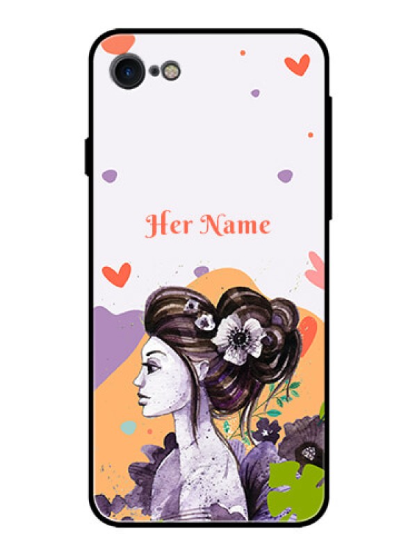 Custom iPhone 7 Personalized Glass Phone Case - Woman And Nature Design