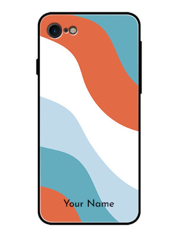 Custom iPhone 7 Custom Glass Mobile Case - coloured Waves Design