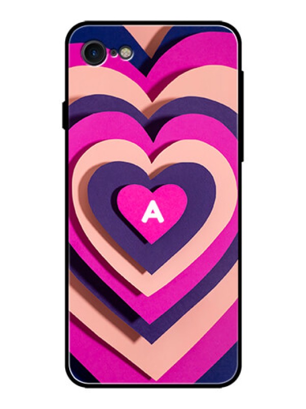 Custom iPhone 7 Custom Glass Mobile Case - Cute Heart Pattern Design
