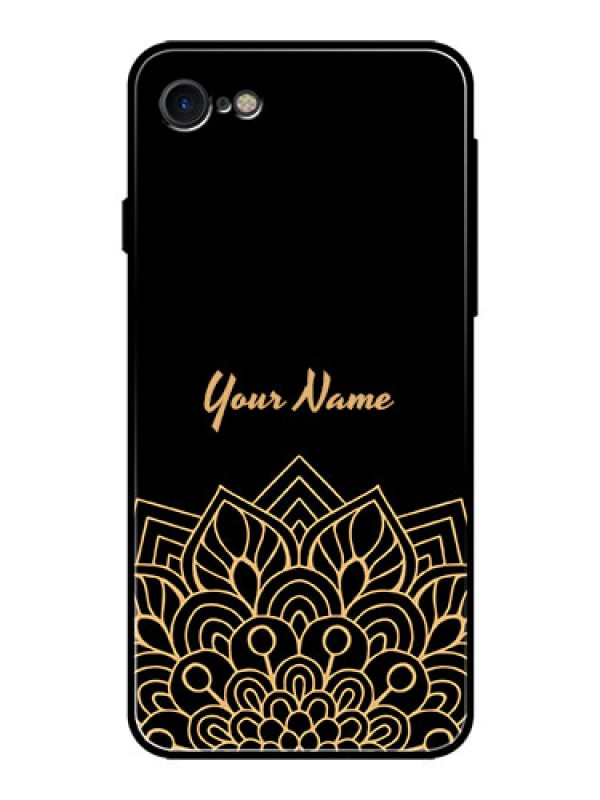 Custom iPhone 7 Custom Glass Phone Case - Golden mandala Design