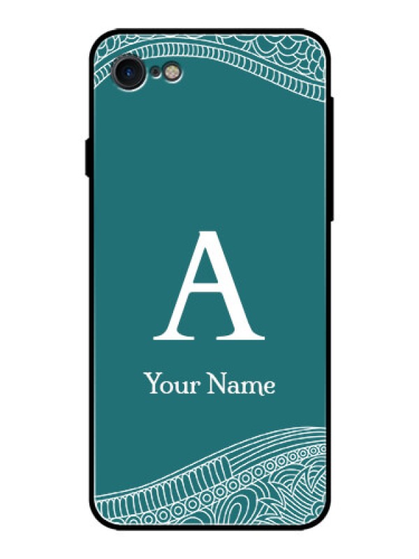 Custom iPhone 7 Personalized Glass Phone Case - line art pattern with custom name Design