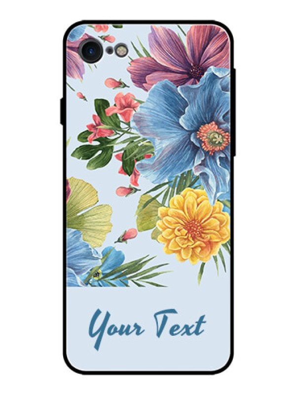 Custom iPhone 7 Custom Glass Mobile Case - Stunning Watercolored Flowers Painting Design