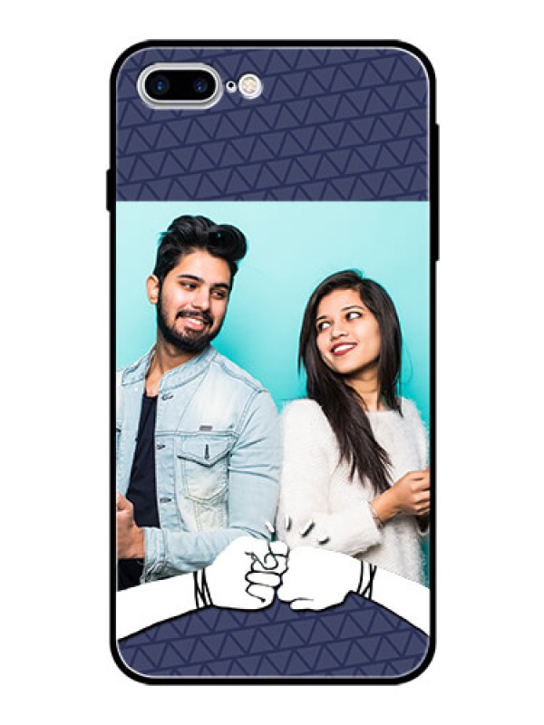 Custom Apple iPhone 8 Plus Photo Printing on Glass Case  - with Best Friends Design  