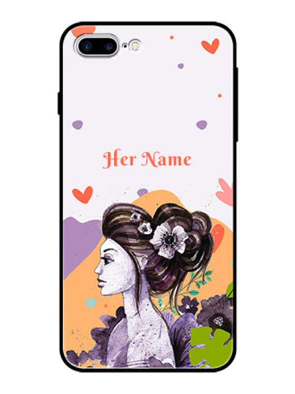 Custom iPhone 8 Plus Personalized Glass Phone Case - Woman And Nature Design