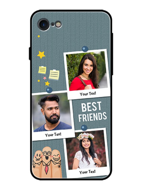 Custom Apple iPhone 8 Personalized Glass Phone Case  - Sticky Frames and Friendship Design