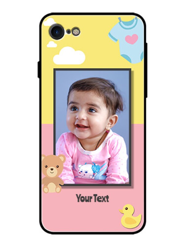 Custom Apple iPhone 8 Photo Printing on Glass Case  - Kids 2 Color Design