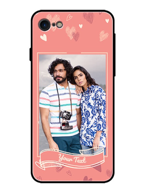 Custom Apple iPhone 8 Custom Glass Phone Case  - Love doodle art Design