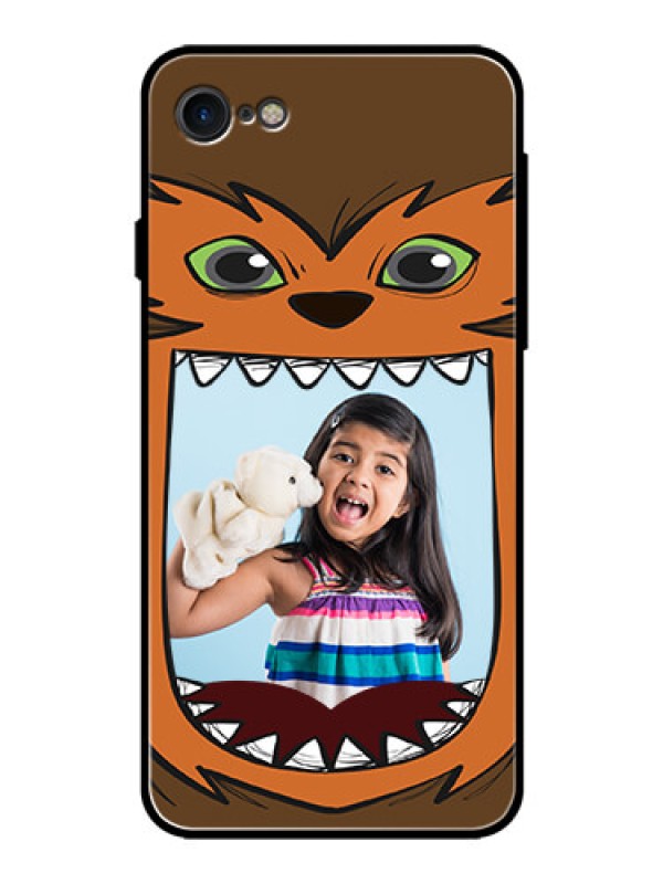 Custom Apple iPhone 8 Photo Printing on Glass Case  - Owl Monster Back Case Design