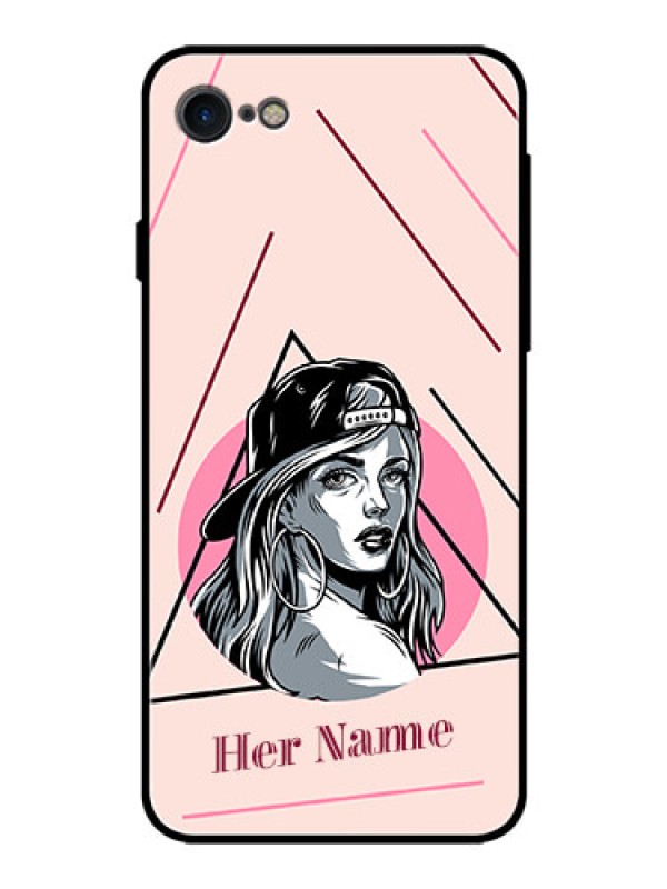 Custom iPhone 8 Personalized Glass Phone Case - Rockstar Girl Design