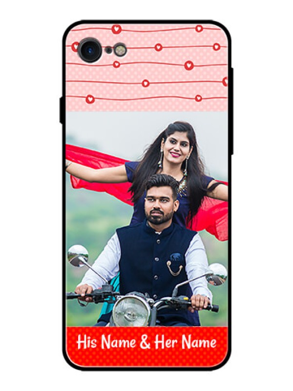 Custom iPhone SE 2020 Personalized Glass Phone Case  - Red Pattern Case Design