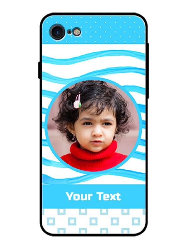 Custom iPhone SE 2020 Custom Glass Phone Case  - Simple Blue Case Design