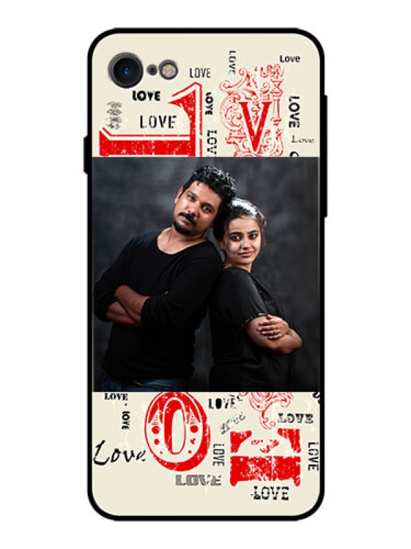Custom iPhone SE 2020 Photo Printing on Glass Case  - Trendy Love Design Case