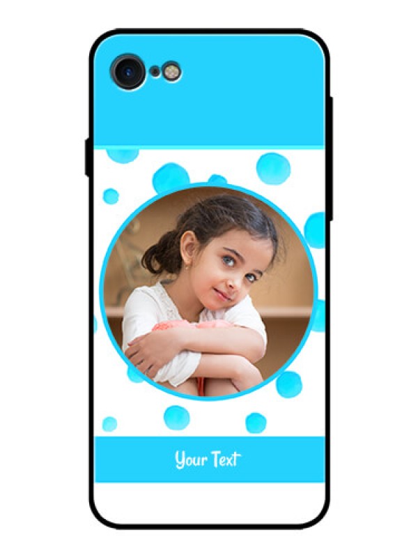 Custom iPhone SE 2020 Photo Printing on Glass Case  - Blue Bubbles Pattern Design