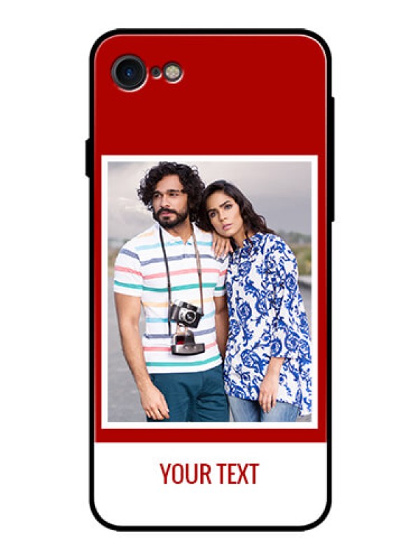 Custom iPhone SE 2020 Personalized Glass Phone Case  - Simple Red Color Design
