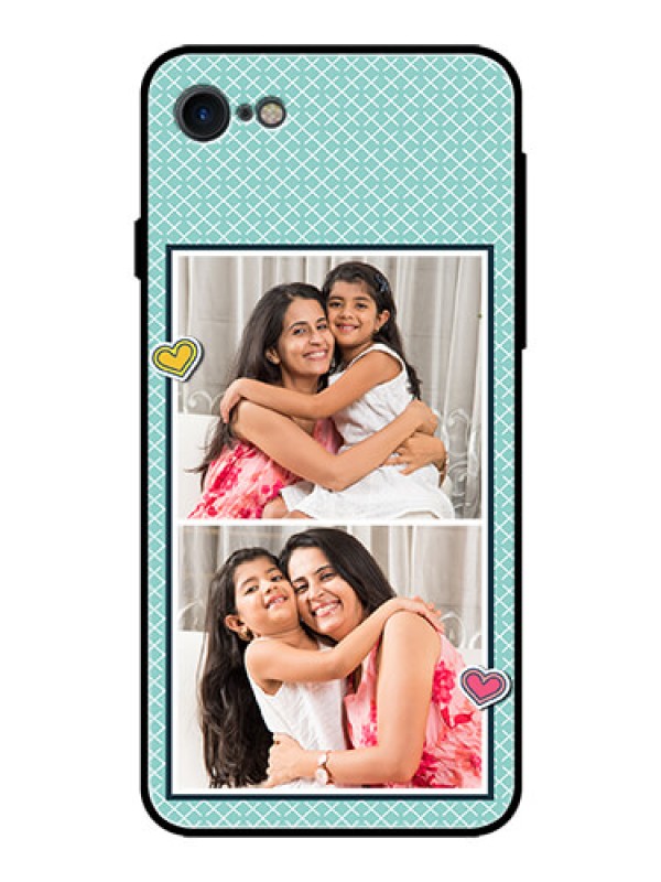 Custom iPhone SE 2020 Custom Glass Phone Case  - 2 Image Holder with Pattern Design