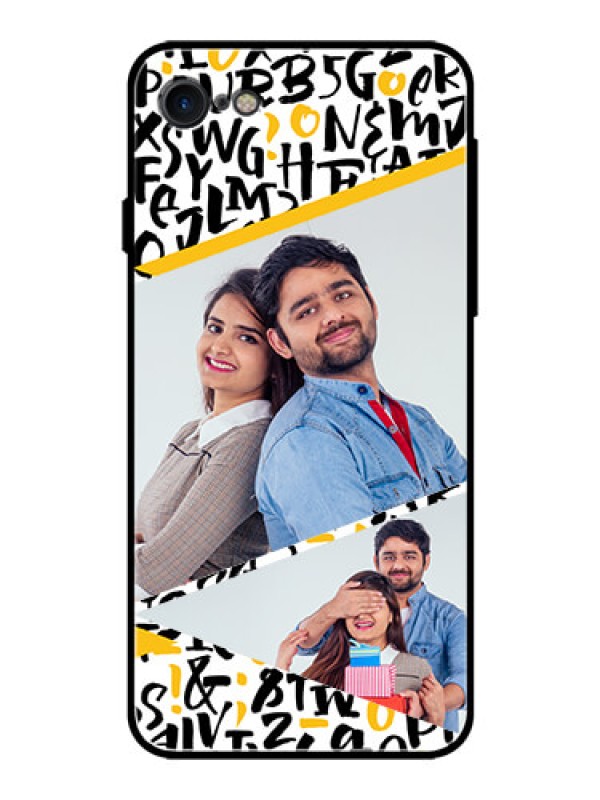 Custom iPhone SE 2020 Custom Glass Mobile Case  - Letters Pattern Design