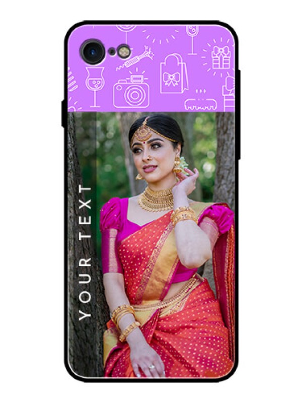 Custom iPhone SE 2020 Custom Glass Mobile Case  - Birthday Icons Design