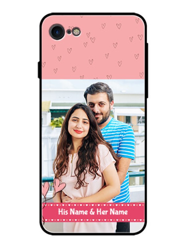 Custom iPhone SE 2020 Personalized Glass Phone Case  - Love Design Peach Color