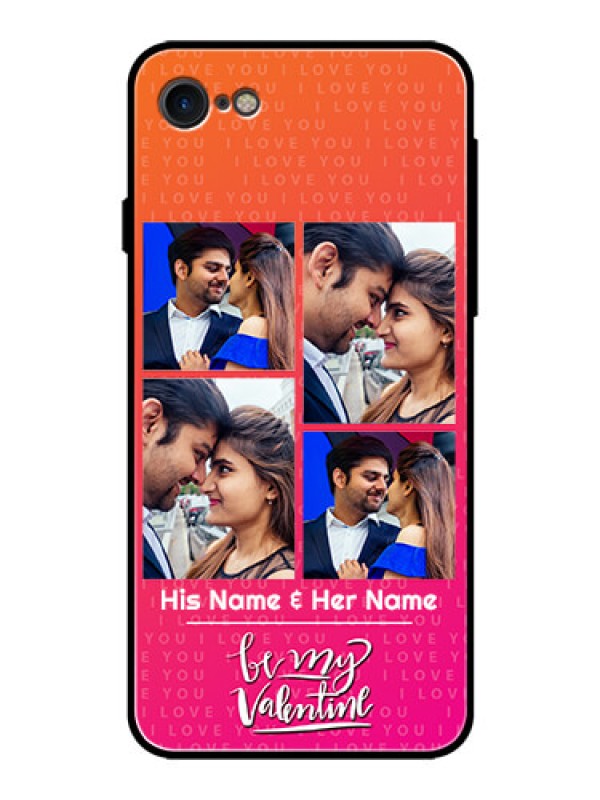 Custom iPhone SE 2020 Custom Glass Phone Case  - I Love You Pink Design