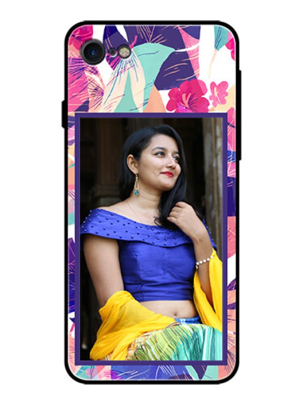 Custom iPhone SE 2020 Custom Glass Mobile Case  - Abstract Floral Design