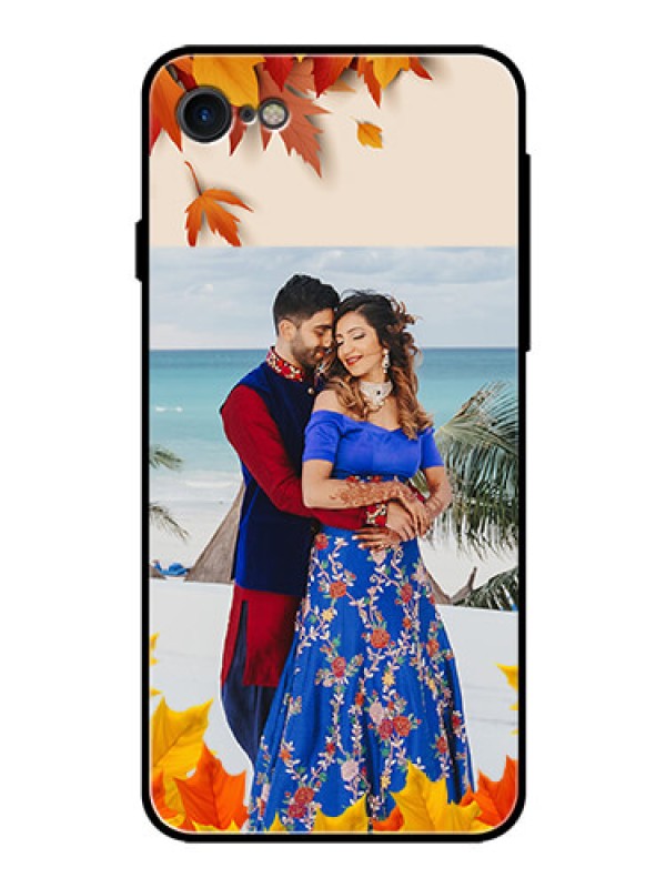 Custom iPhone SE 2020 Photo Printing on Glass Case  - Autumn Maple Leaves Design