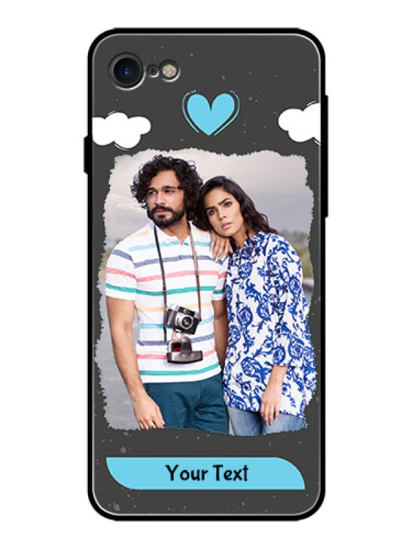 Custom iPhone SE 2020 Custom Glass Phone Case  - Splashes with love doodles Design