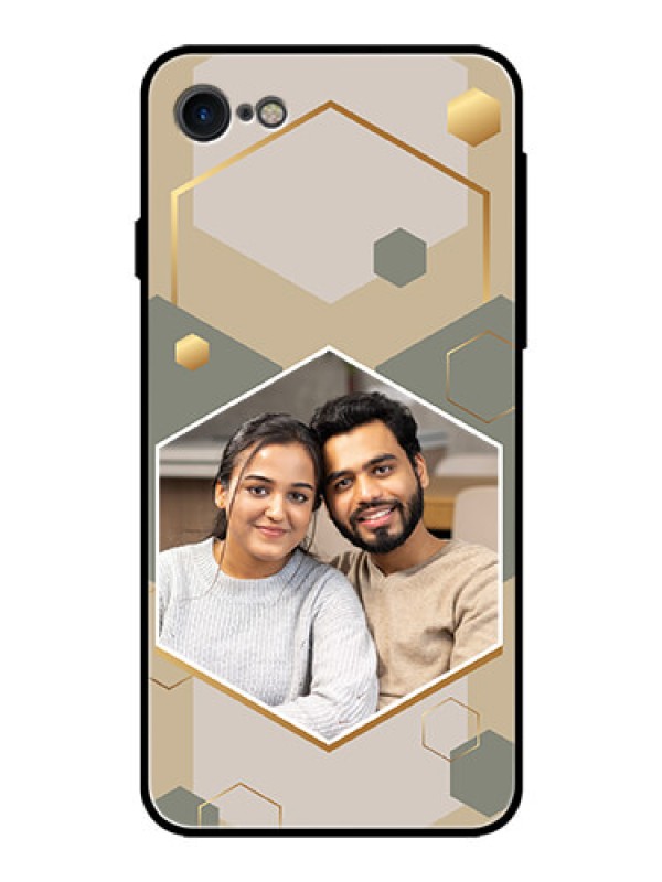 Custom iPhone SE (2020) Photo Printing on Glass Case - Stylish Hexagon Pattern Design